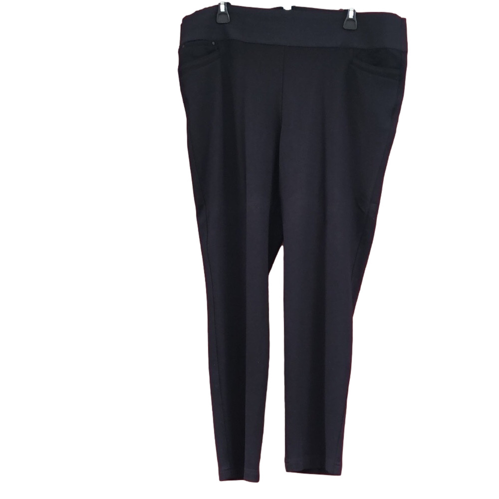 STYLE & CO Black ELASTIC WAIST PULL UP Pants 18 W INSEAM 27 1/4" STRETCH Preworn